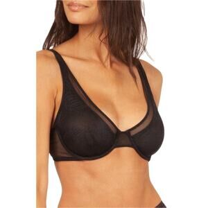 NWT LIVELY The Smooth Lace Plunge Bra In Jet Black Sz 38B Underwire Comfortable‎